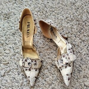 Prada Cream and Brown Women's Shoes
